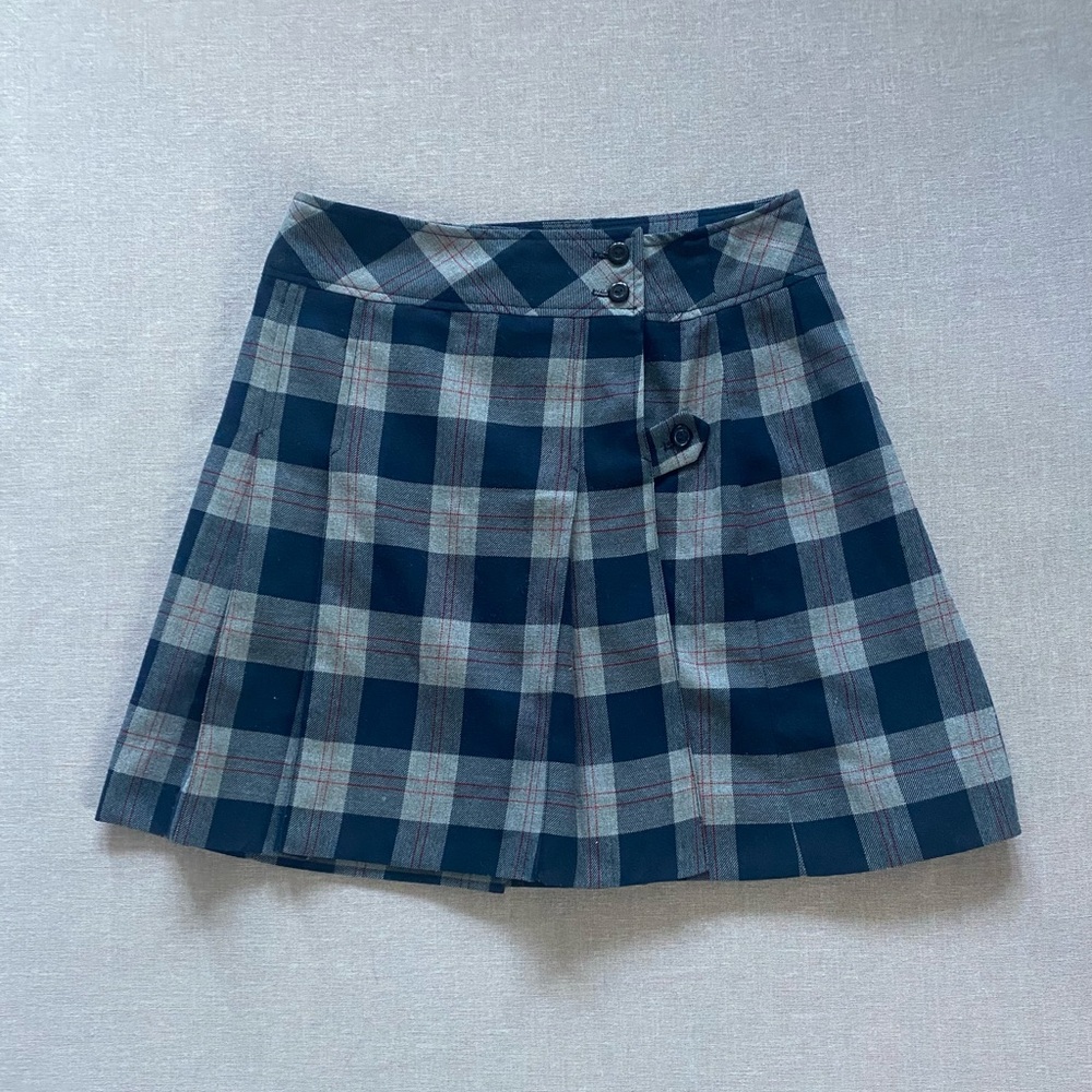 Schoolbelles vintage blue academia schoolgirl checked plaid skirt.